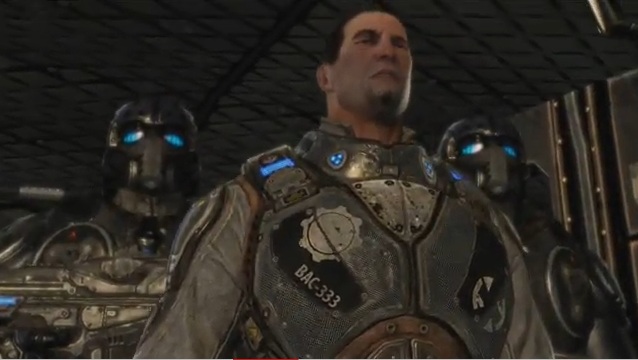 C.O.G. chairman Richard Prescott in his "fightin' suit" believe it or not, all able bodied males on Sera are required to serve in the military for a few years when they come of age, so even Prescott knows his way around a Lancer.
