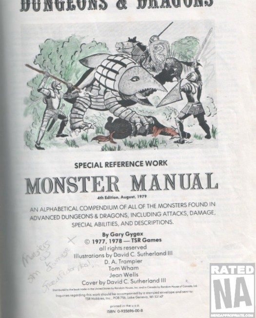 This is a page from my actual Monster Manual - I was much better at coloring back then...